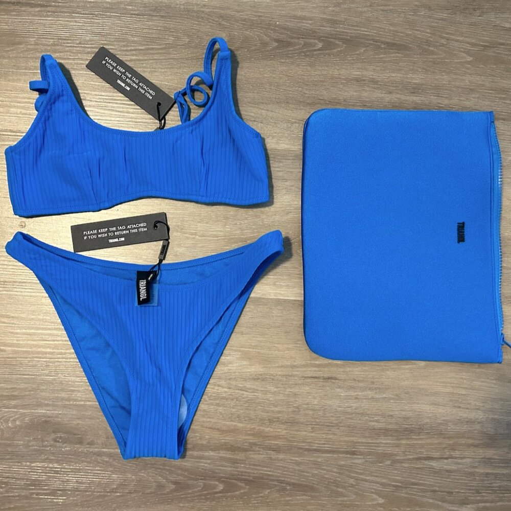 Cobalt blue Triangl MACI - ARLES RIB bikini set. medium cheeky bottom small+ top
